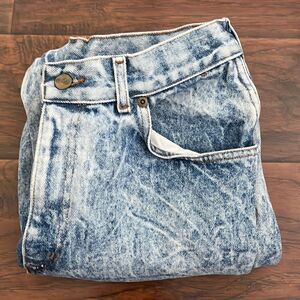 Vintage Acid Wash Chic Blue Distressed Mom High Waisted Denim Jeans Boho Casual